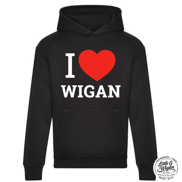 Black Hoodie "I Love Wigan"