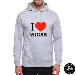 I Love Wigan Grey Hoodie1 Grey Hoodie "I Love Wigan"